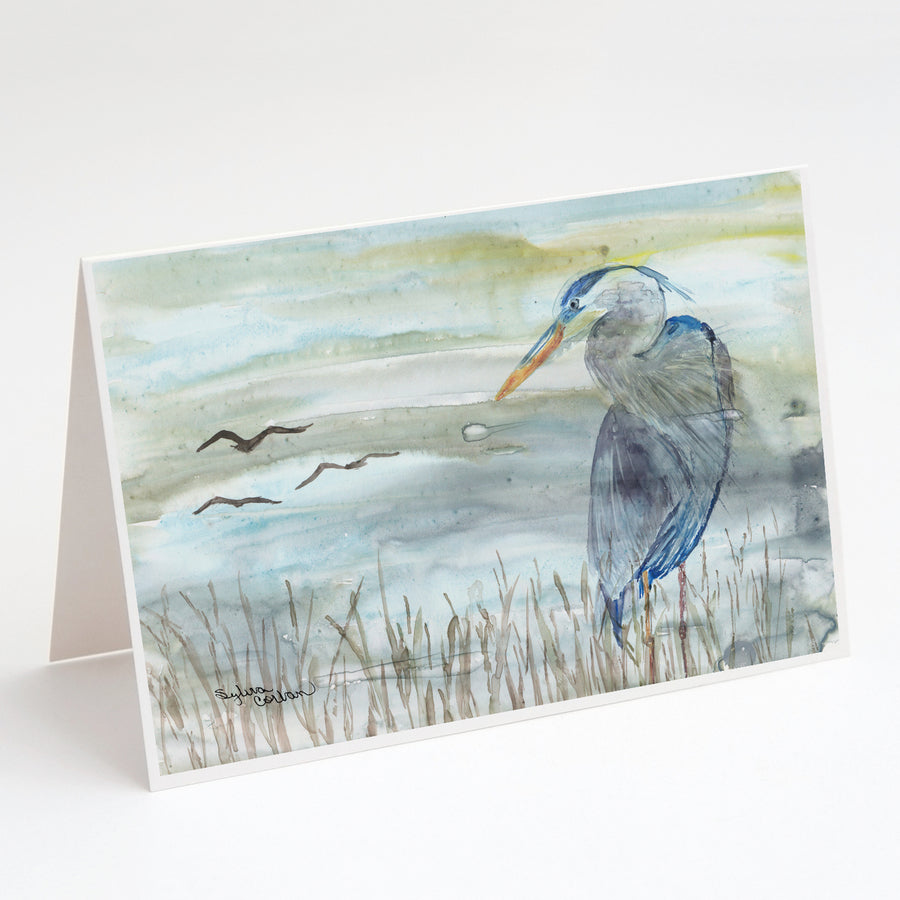 Blue Heron Watercolor Greeting Cards and Envelopes Pack of 8 Image 1