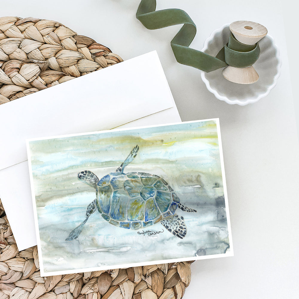 Sea Turtle Watercolor Greeting Cards and Envelopes Pack of 8 Image 2