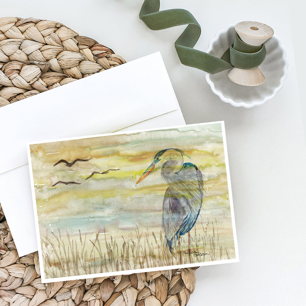 Blue Heron Yellow Sky Greeting Cards and Envelopes Pack of 8 Image 2