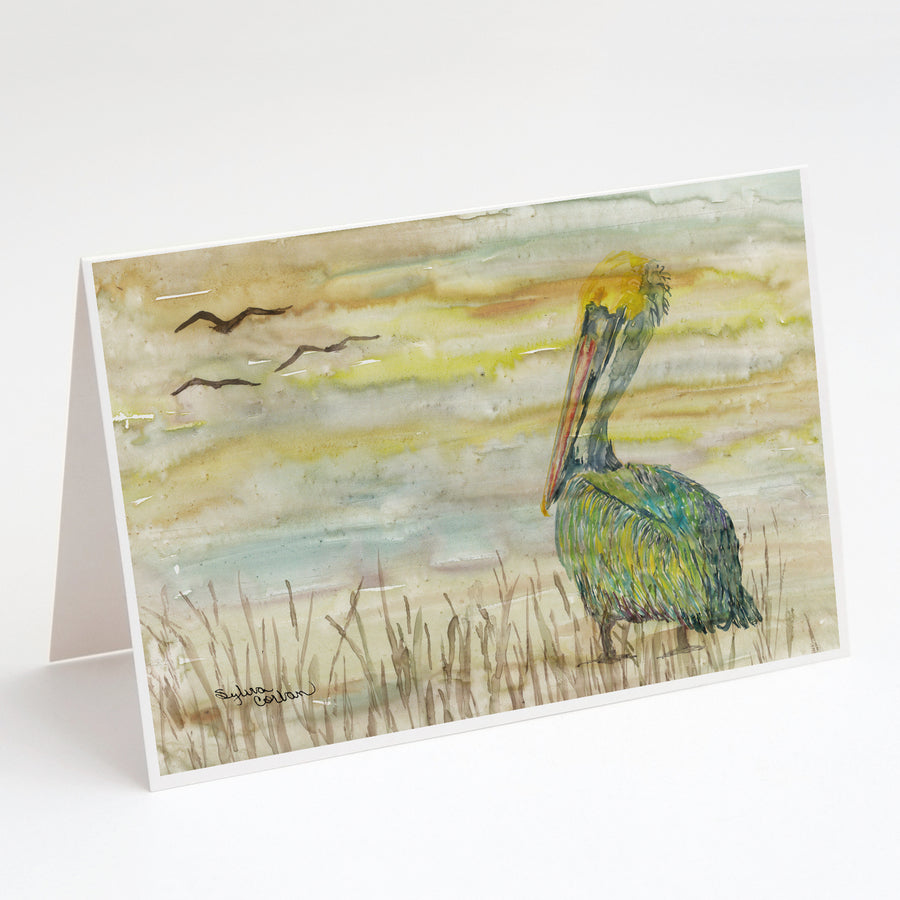 Pelican Yellow Sky Greeting Cards and Envelopes Pack of 8 Image 1