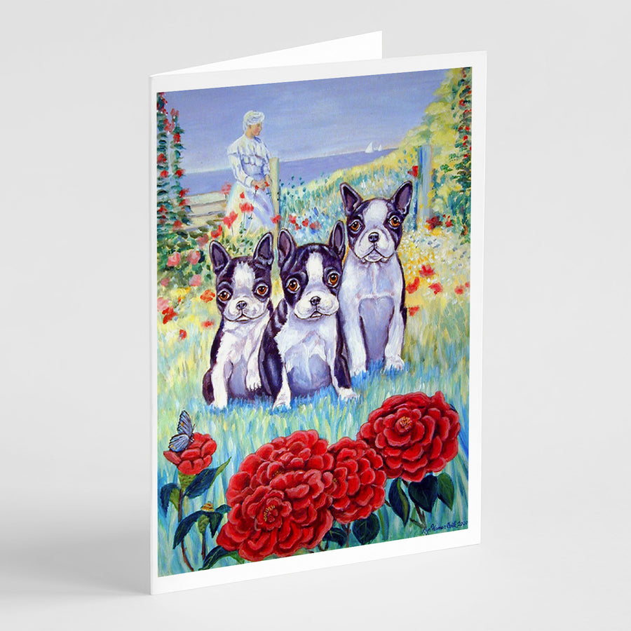 Boston Terrier Trio Greeting Cards and Envelopes Pack of 8 Image 1