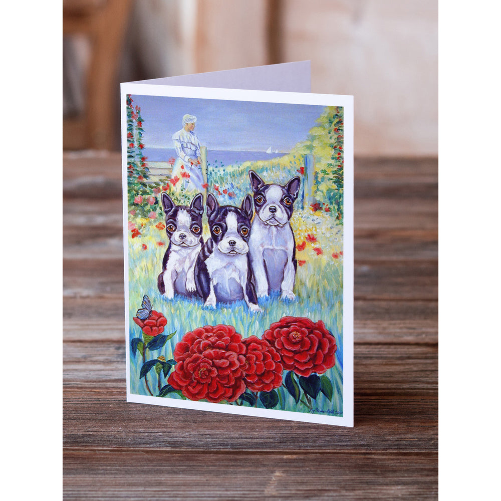 Boston Terrier Trio Greeting Cards and Envelopes Pack of 8 Image 2