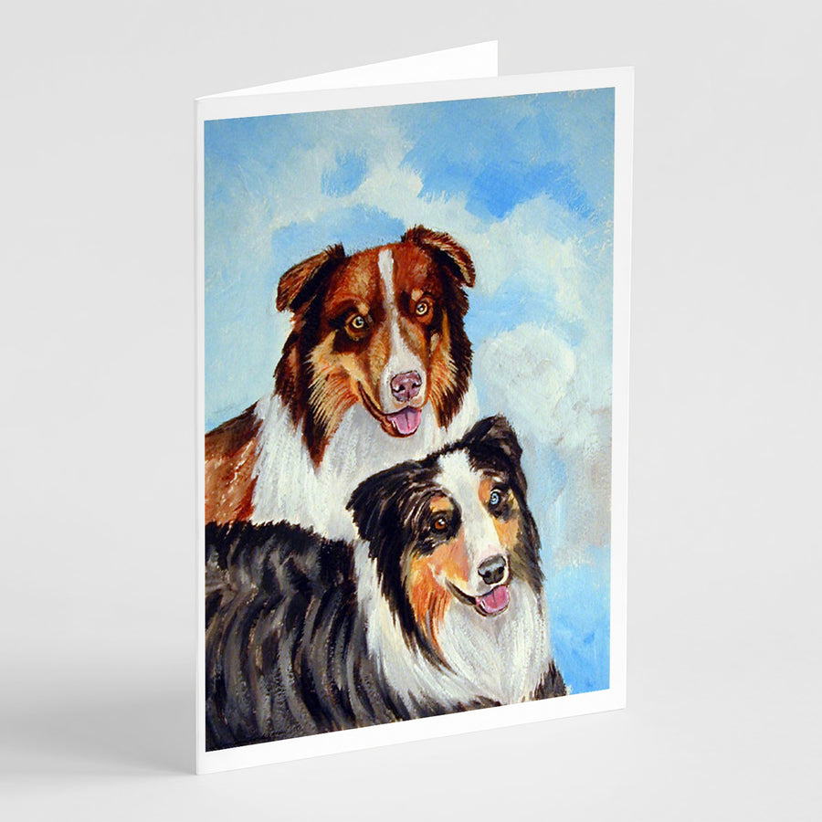 Australian Shepherd What a pair Greeting Cards and Envelopes Pack of 8 Image 1