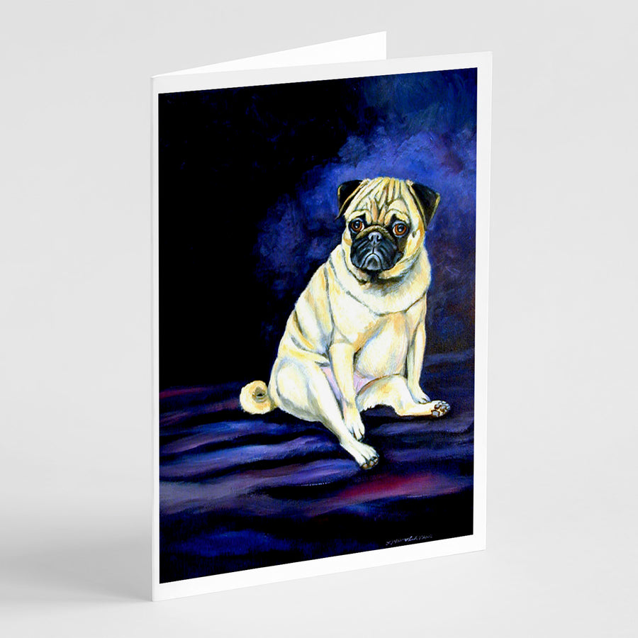 Fawn Pug Penny for your thoughts Greeting Cards and Envelopes Pack of 8 Image 1