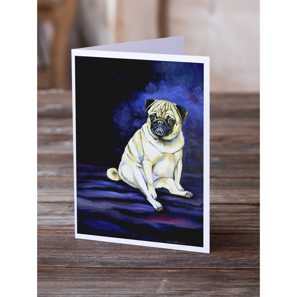 Fawn Pug Penny for your thoughts Greeting Cards and Envelopes Pack of 8 Image 2