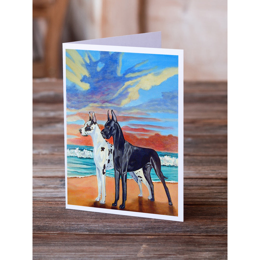 At sunset Great Dane Harlequin and Black Greeting Cards and Envelopes Pack of 8 Image 2