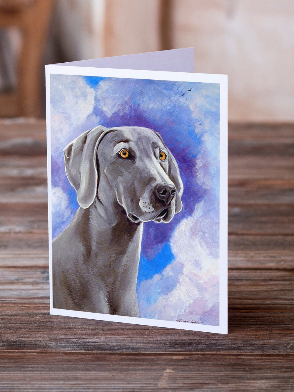 Weimaraner Azure Skies Greeting Cards and Envelopes Pack of 8 Image 2