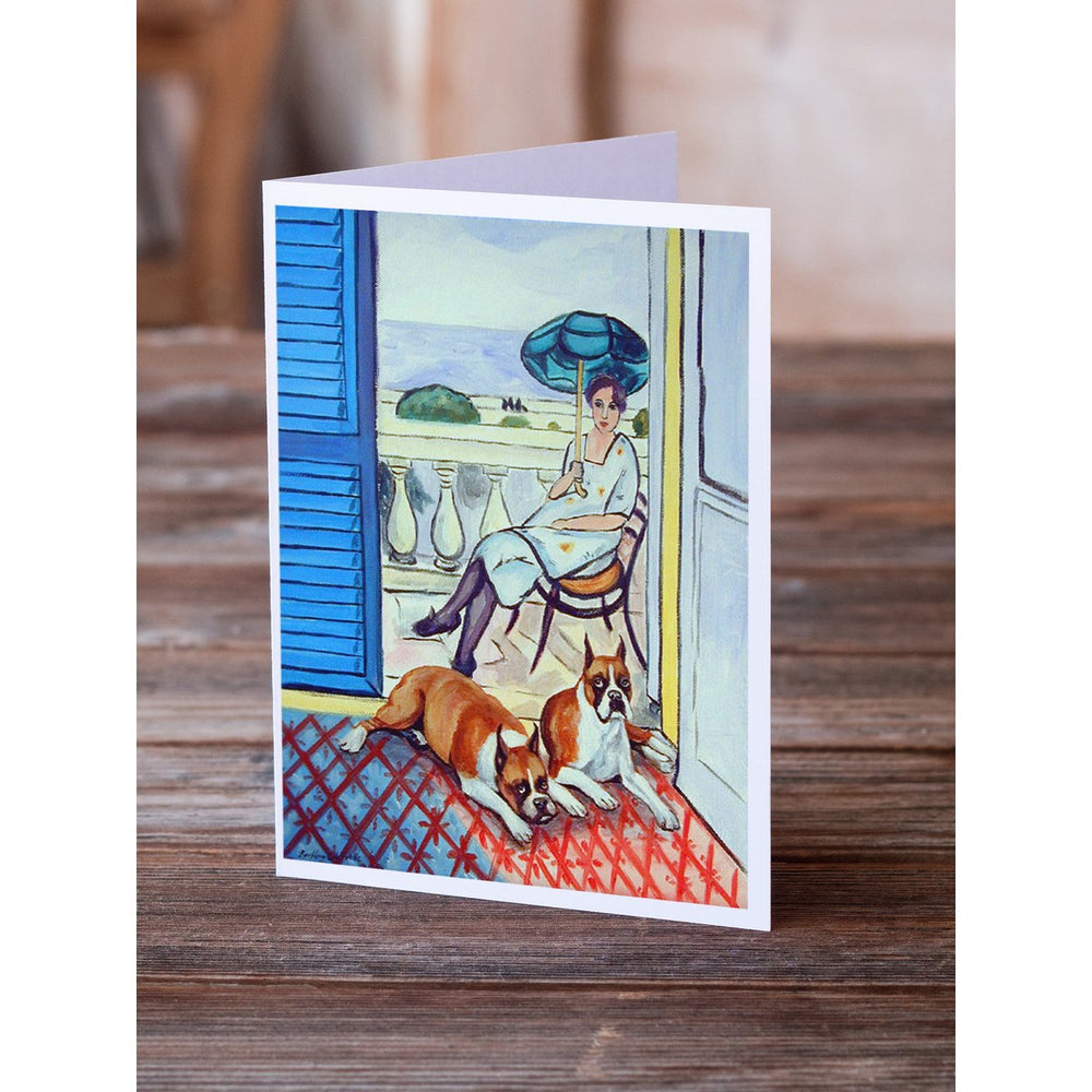 Lady with her Boxer Greeting Cards and Envelopes Pack of 8 Image 2