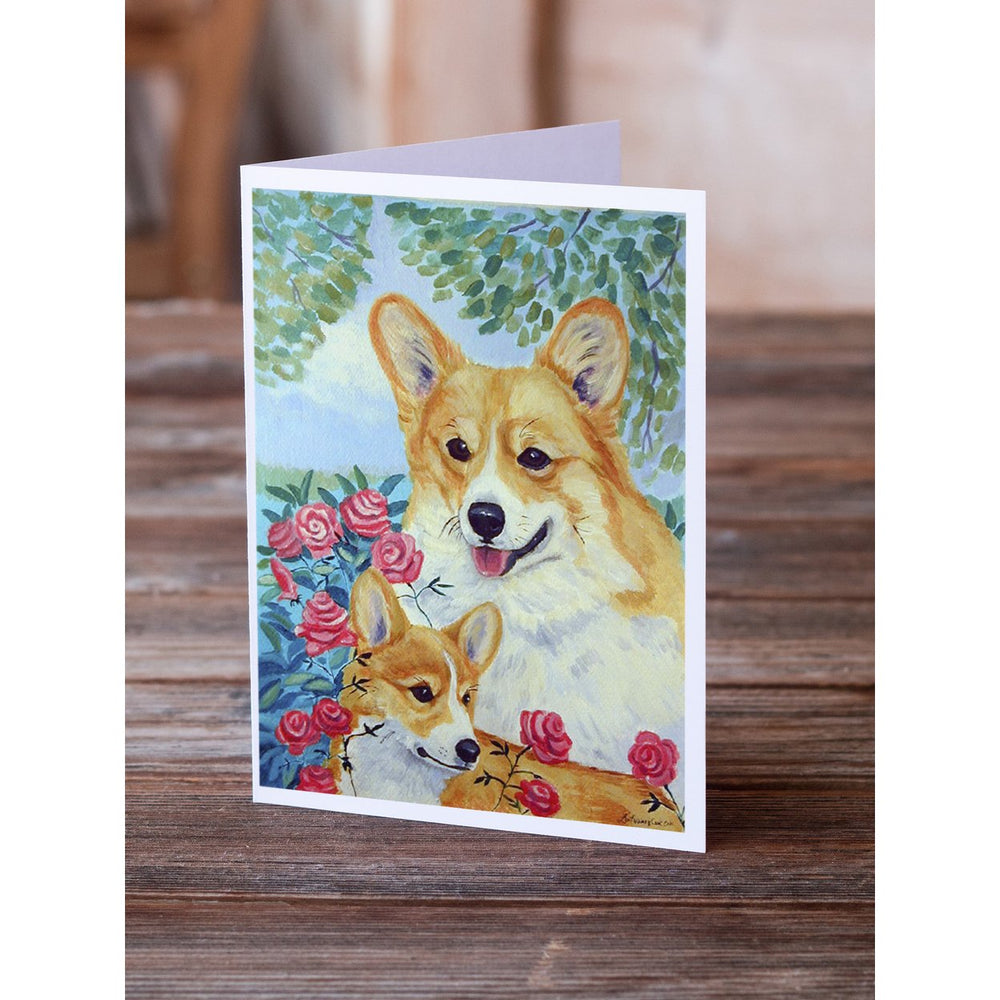 Corgi Momma loves Roses Greeting Cards and Envelopes Pack of 8 Image 2