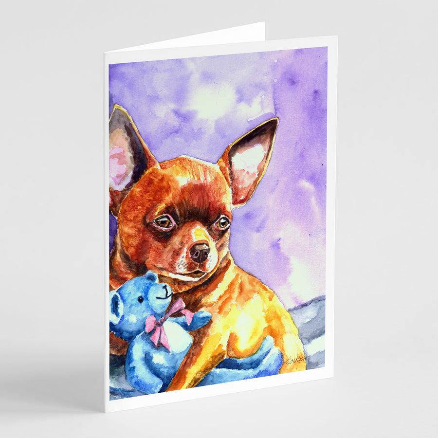 Chihuahua with Teddy Bear Greeting Cards and Envelopes Pack of 8 Image 1