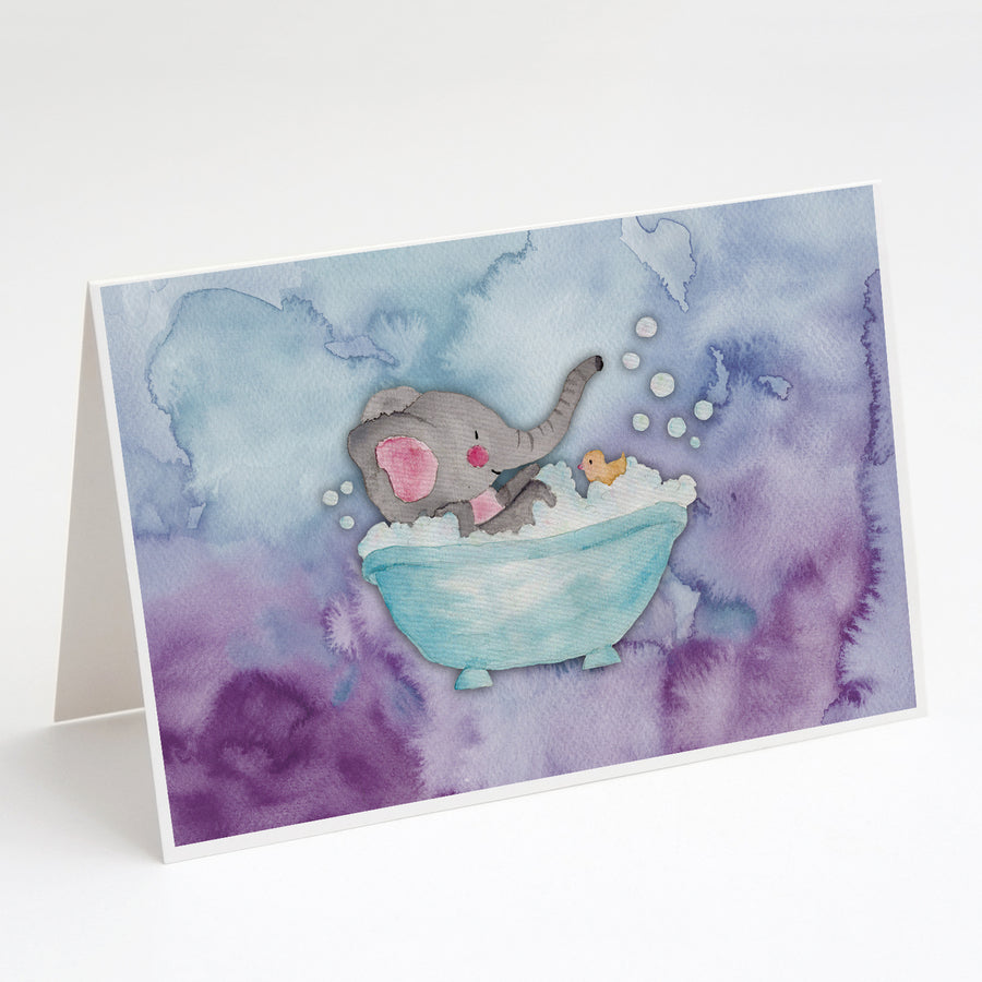 Elephant Bathing Watercolor Greeting Cards and Envelopes Pack of 8 Image 1