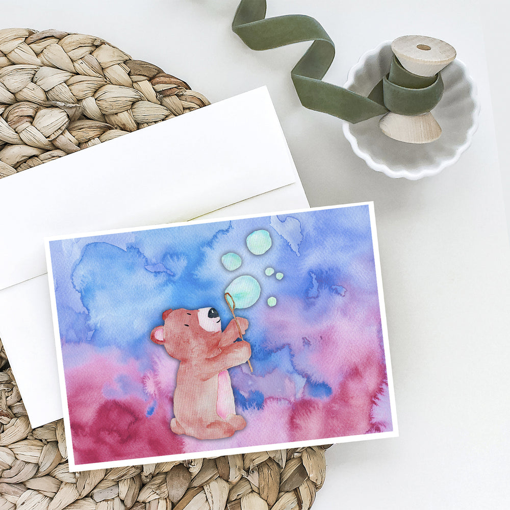 Bear and Bubbles Watercolor Greeting Cards and Envelopes Pack of 8 Image 2