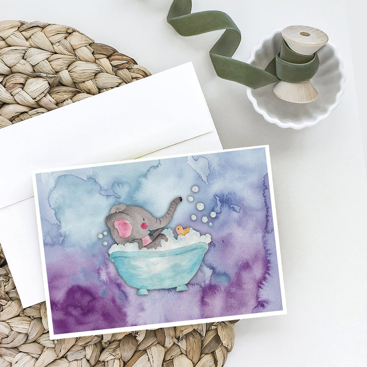 Elephant Bathing Watercolor Greeting Cards and Envelopes Pack of 8 Image 2