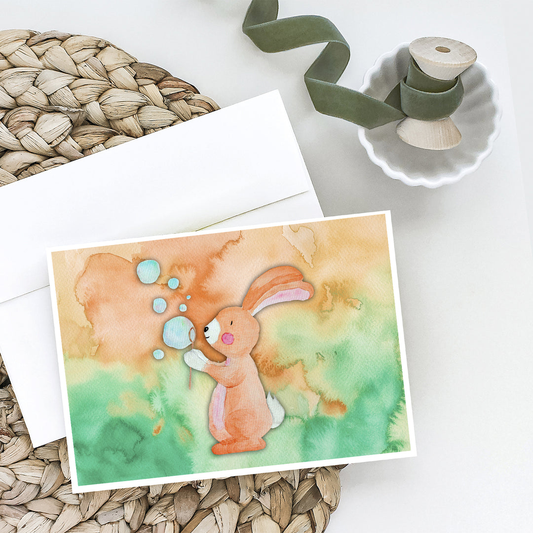 Rabbit and Bubbles Watercolor Greeting Cards and Envelopes Pack of 8 Image 2