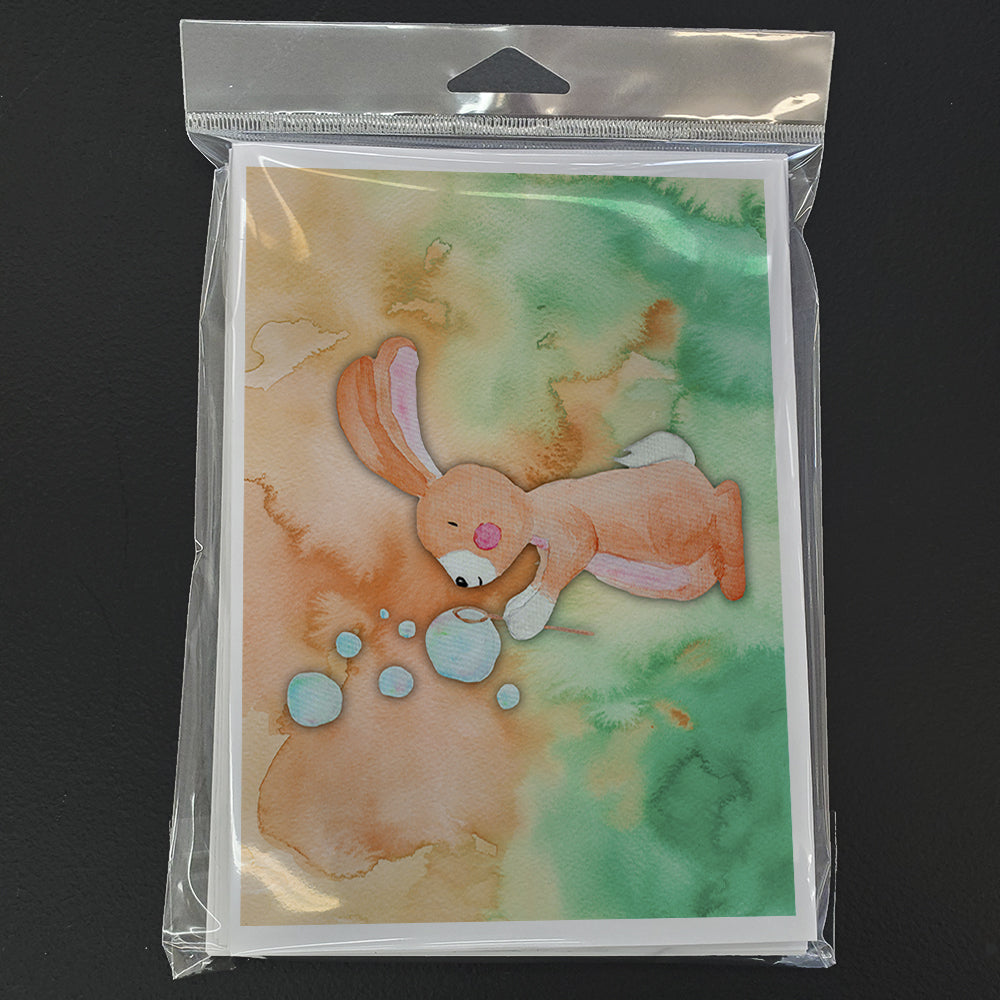 Rabbit and Bubbles Watercolor Greeting Cards and Envelopes Pack of 8 Image 3