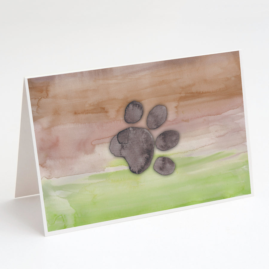 Dog Paw Watercolor Greeting Cards and Envelopes Pack of 8 Image 1