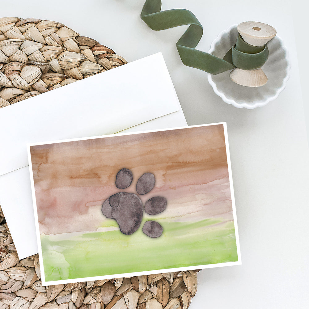 Dog Paw Watercolor Greeting Cards and Envelopes Pack of 8 Image 2