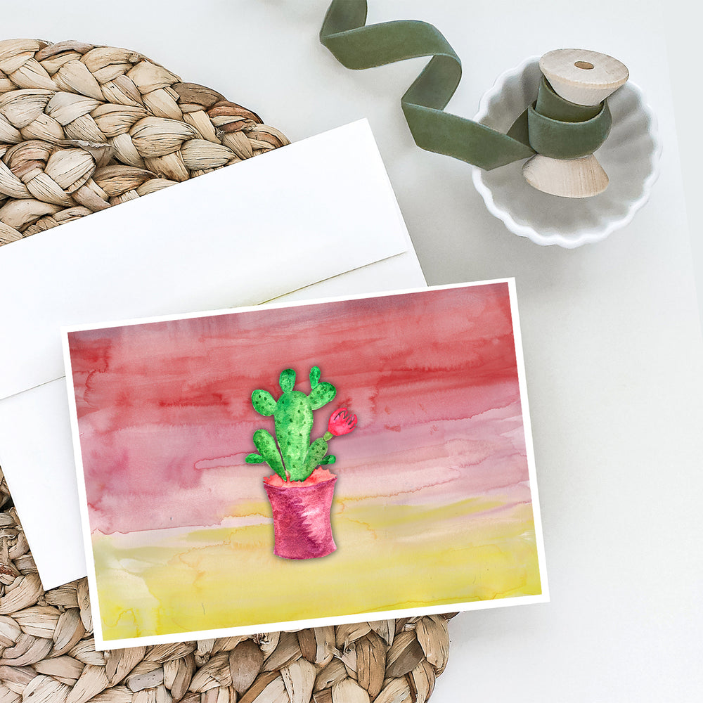 Flowering Cactus Watercolor Greeting Cards and Envelopes Pack of 8 Image 2