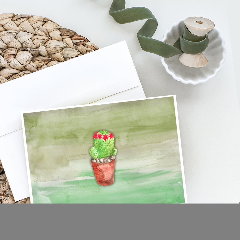 Cactus Green Watercolor Greeting Cards and Envelopes Pack of 8 Image 2