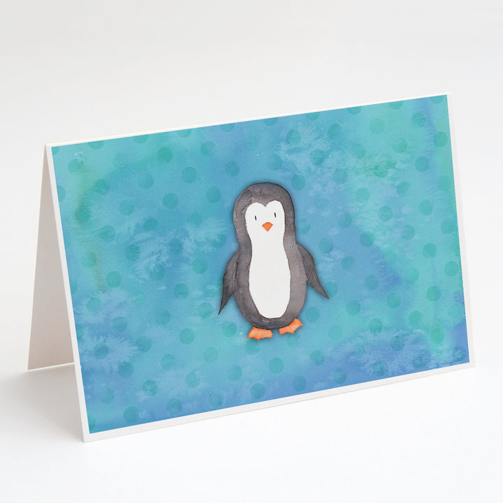 Polkadot Penguin Watercolor Greeting Cards and Envelopes Pack of 8 Image 1