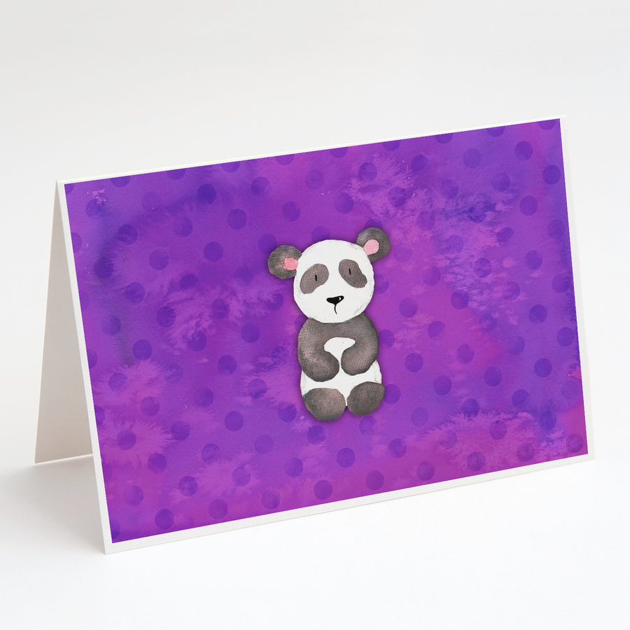 Polkadot Panda Bear Watercolor Greeting Cards and Envelopes Pack of 8 Image 1