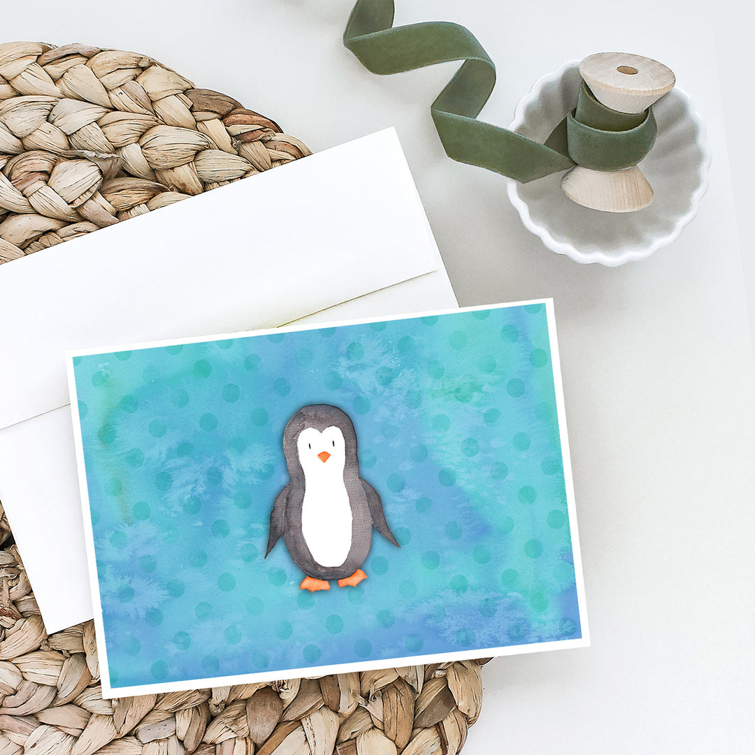 Polkadot Penguin Watercolor Greeting Cards and Envelopes Pack of 8 Image 2