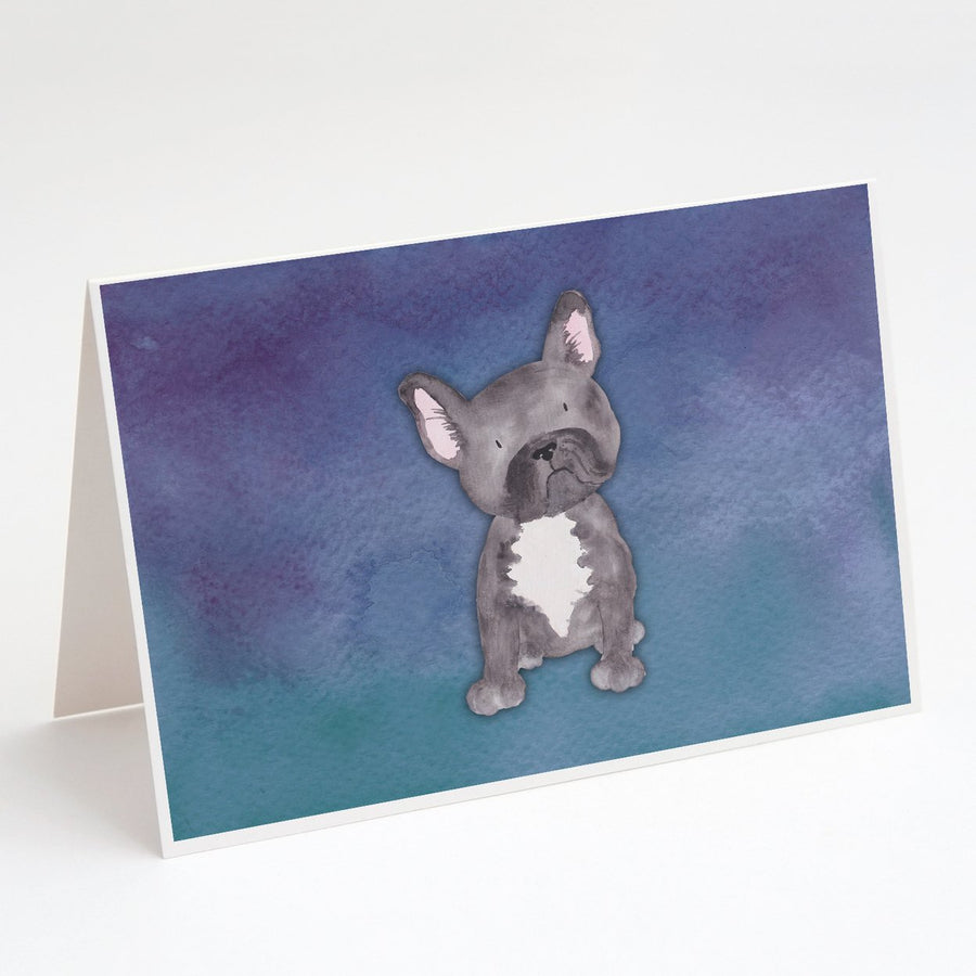 French Bulldog Watercolor Greeting Cards and Envelopes Pack of 8 Image 1