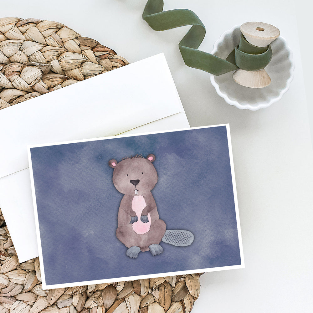 Beaver Watercolor Greeting Cards and Envelopes Pack of 8 Image 2