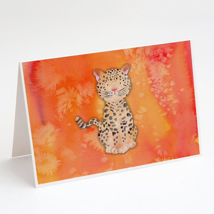 Leopard Watercolor Greeting Cards and Envelopes Pack of 8 Image 1