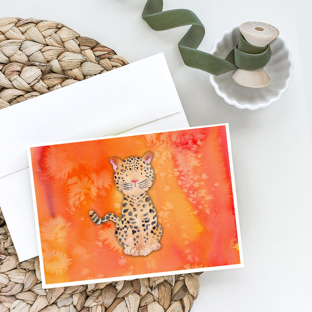 Leopard Watercolor Greeting Cards and Envelopes Pack of 8 Image 2