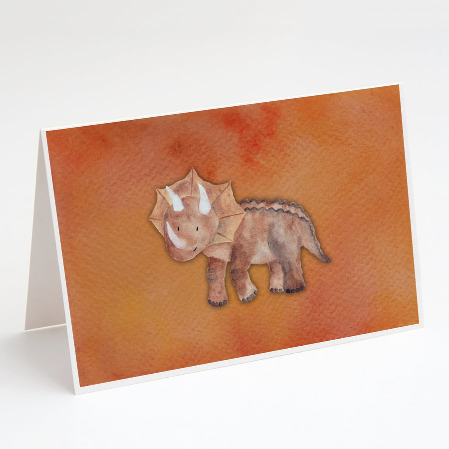 Triceratops Watercolor Greeting Cards and Envelopes Pack of 8 Image 1