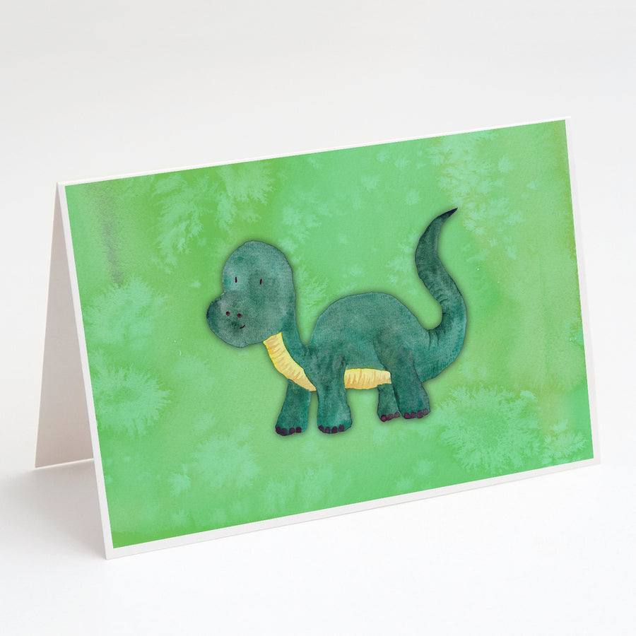 Brontosaurus Watercolor Greeting Cards and Envelopes Pack of 8 Image 1