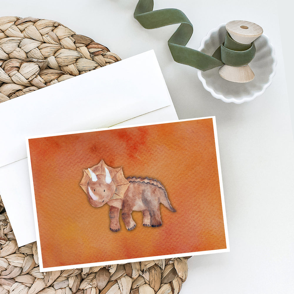 Triceratops Watercolor Greeting Cards and Envelopes Pack of 8 Image 2