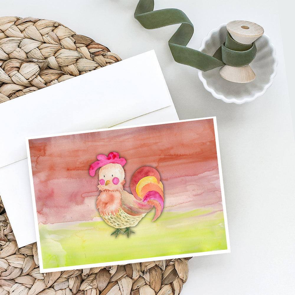 Rooster Watercolor Greeting Cards and Envelopes Pack of 8 Image 2