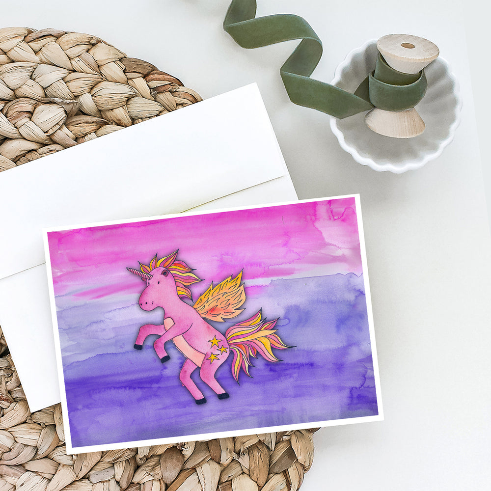 Pink Unicorn Watercolor Greeting Cards and Envelopes Pack of 8 Image 2