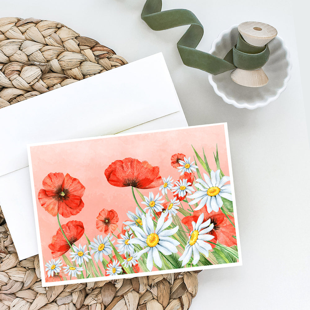 Poppies and Chamomiles Greeting Cards and Envelopes Pack of 8 Image 2