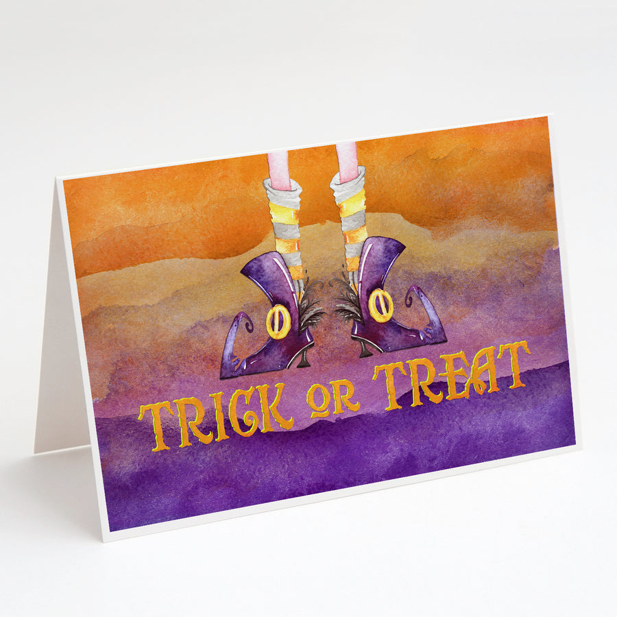 Halloween Trick Witches Feet Greeting Cards and Envelopes Pack of 8 Image 1