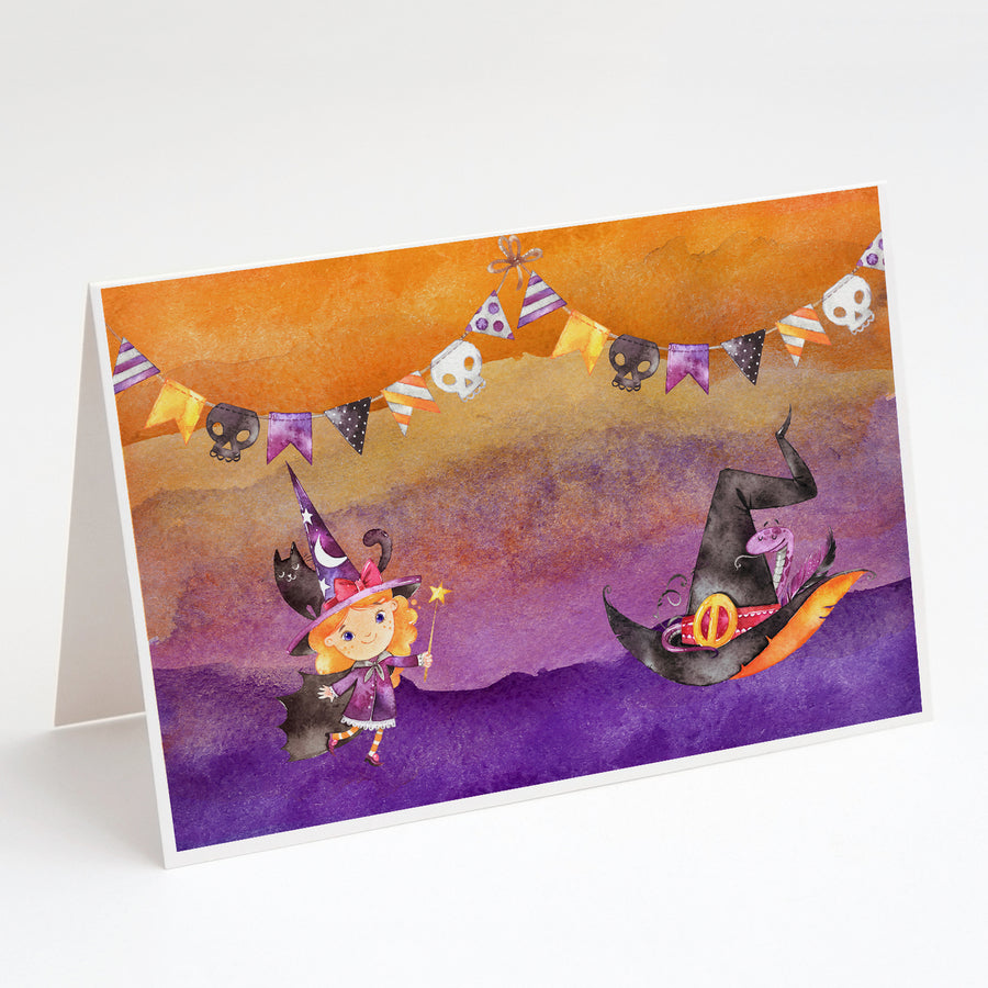 Halloween Little Witch Party Greeting Cards and Envelopes Pack of 8 Image 1