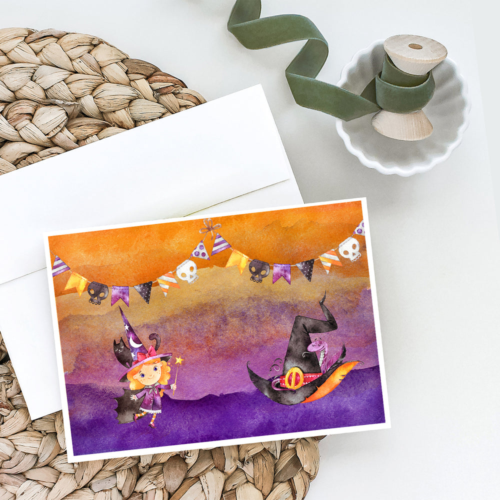 Halloween Little Witch Party Greeting Cards and Envelopes Pack of 8 Image 2