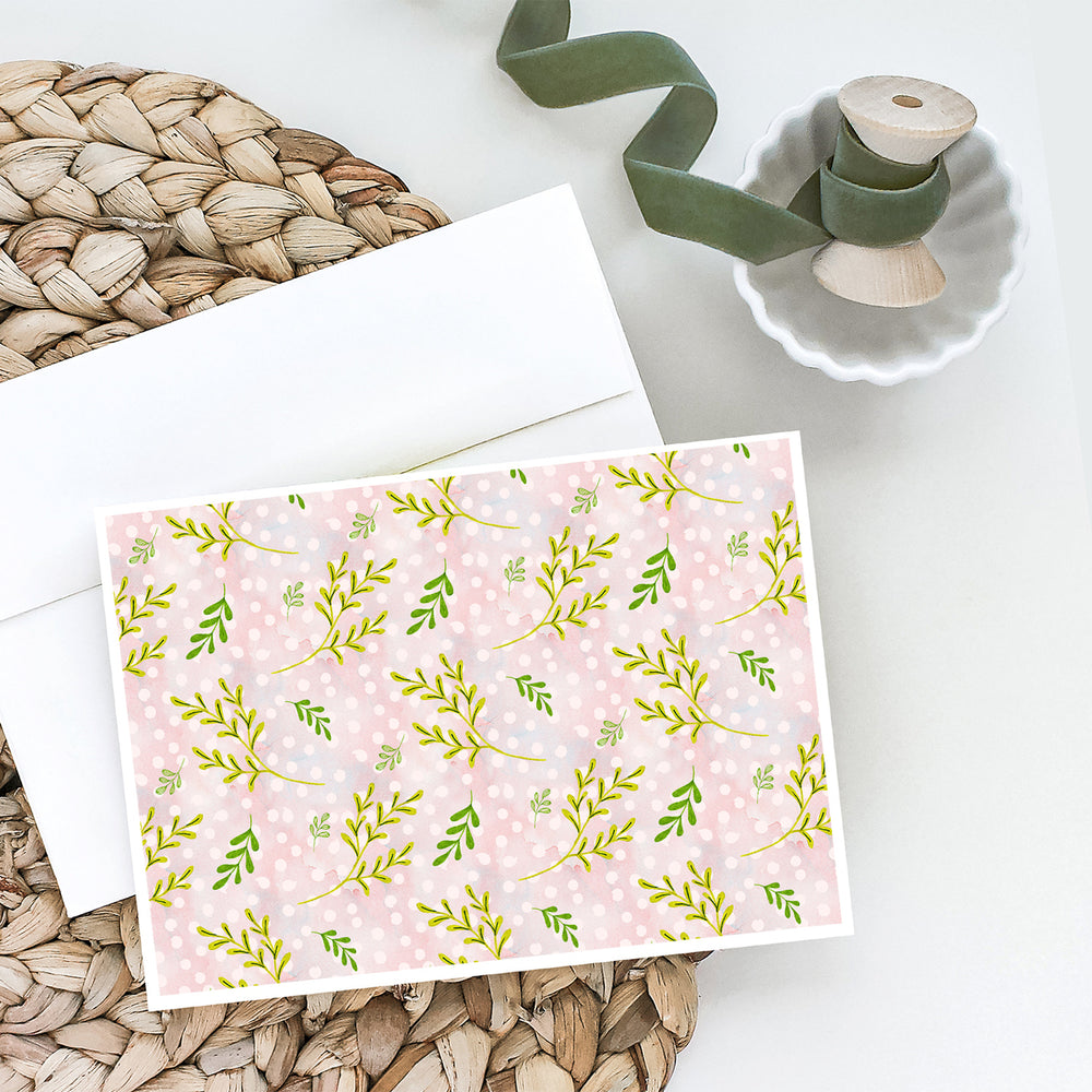 Watercolor Leaves Pink Greeting Cards and Envelopes Pack of 8 Image 2