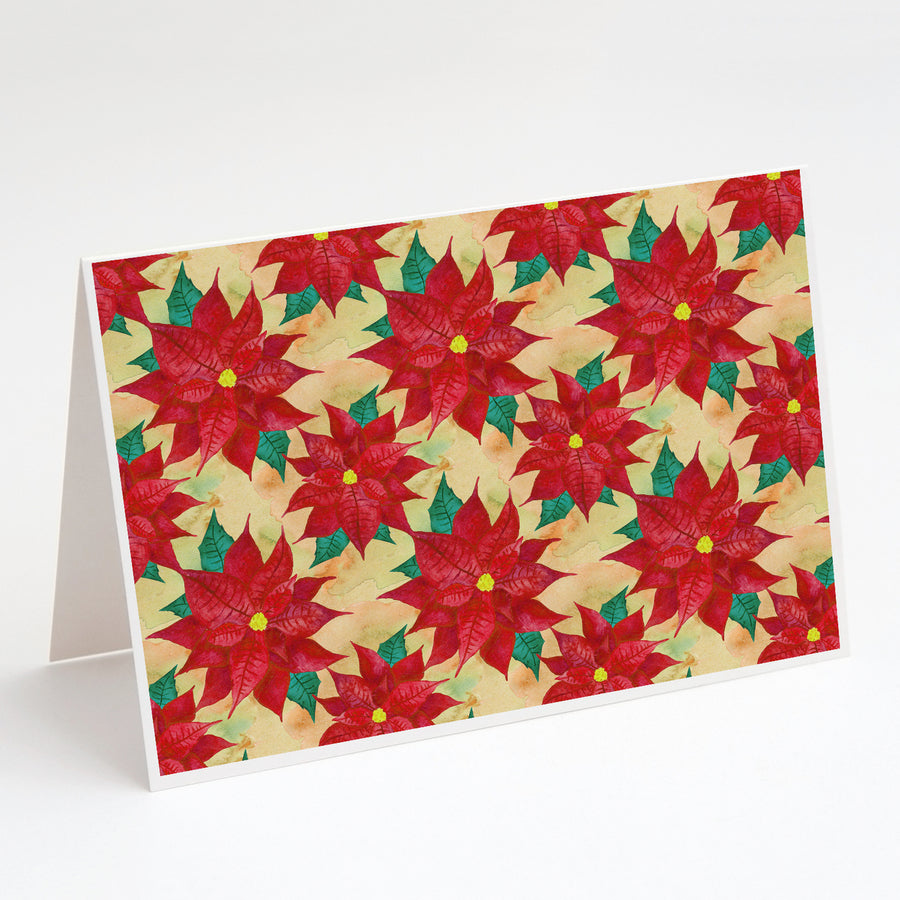 Poinsetta Christmas Greeting Cards and Envelopes Pack of 8 Image 1