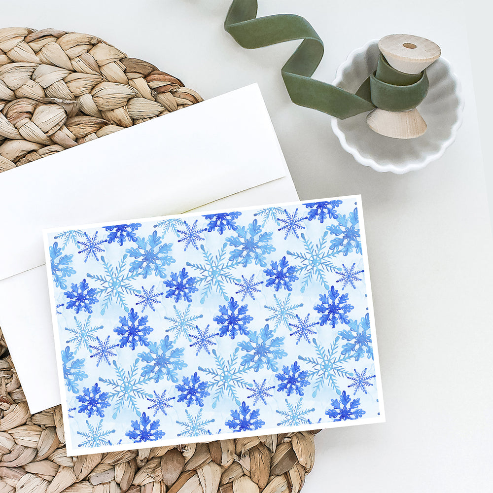 Blue Snowflakes Watercolor Greeting Cards and Envelopes Pack of 8 Image 2