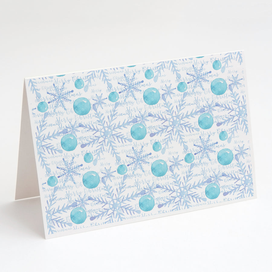 Winter Snowflakes on White Greeting Cards and Envelopes Pack of 8 Image 1