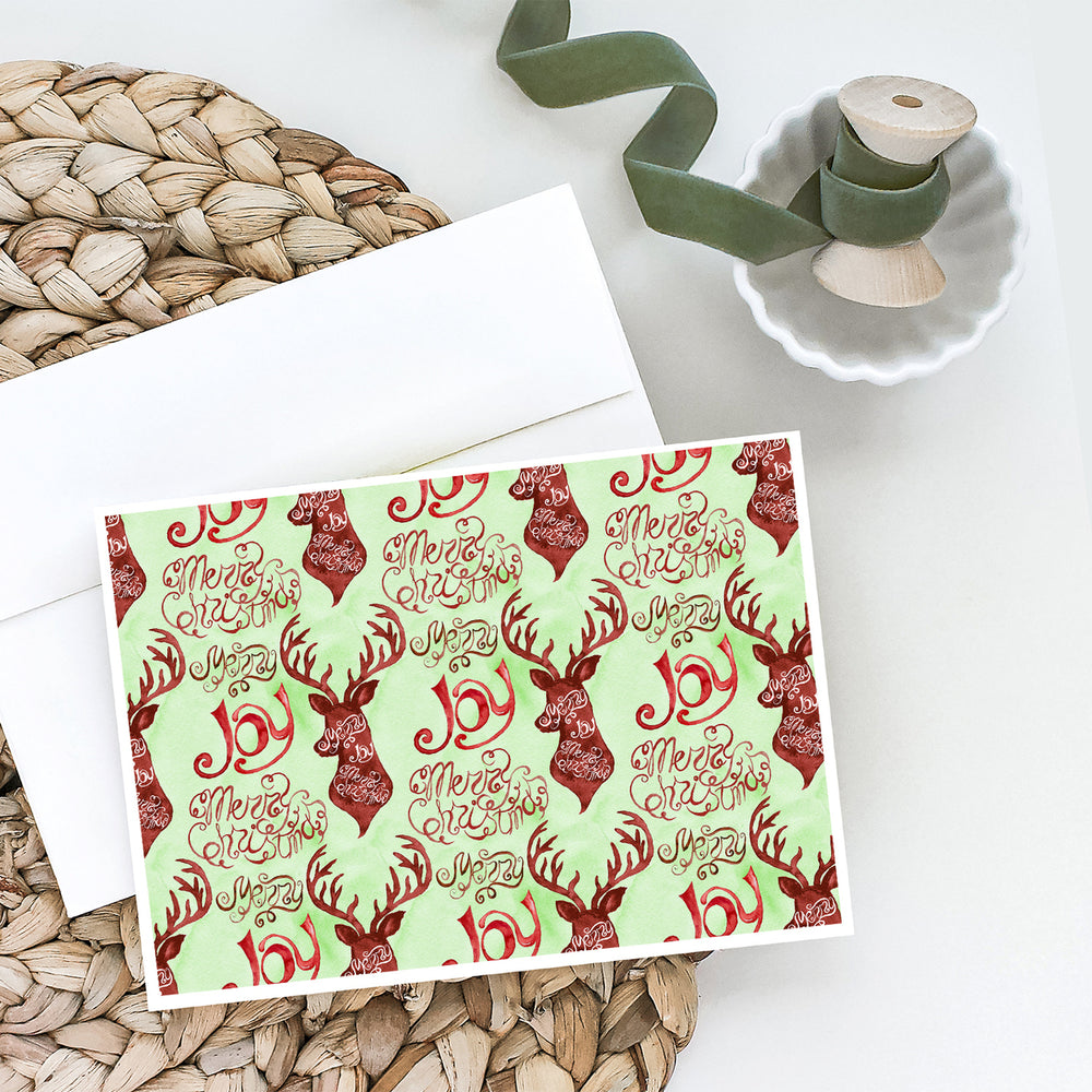 Merry Christmas Joy Reindeer Greeting Cards and Envelopes Pack of 8 Image 2