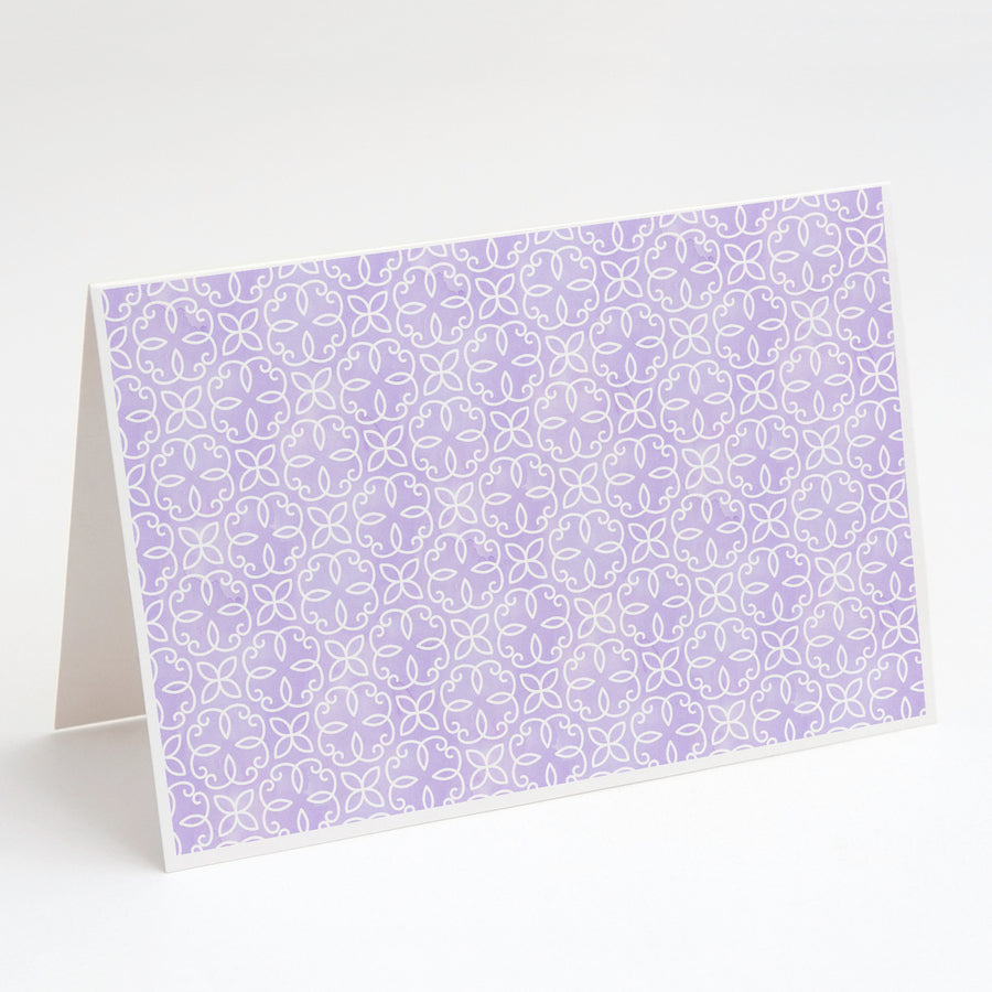 Gemoetric Circles on Purple Watercolor Greeting Cards and Envelopes Pack of 8 Image 1