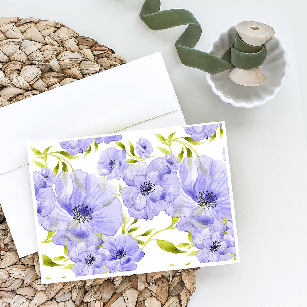 Watercolor Blue Flowers Greeting Cards and Envelopes Pack of 8 Image 2