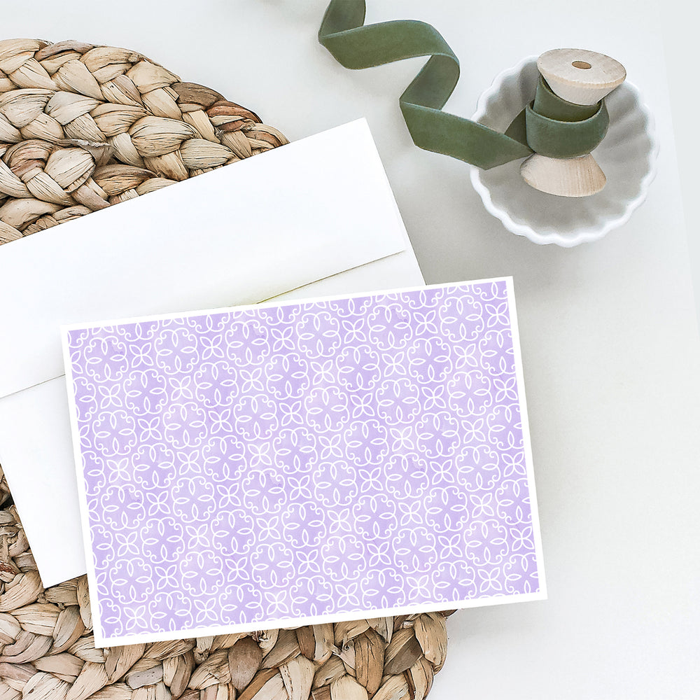 Gemoetric Circles on Purple Watercolor Greeting Cards and Envelopes Pack of 8 Image 2