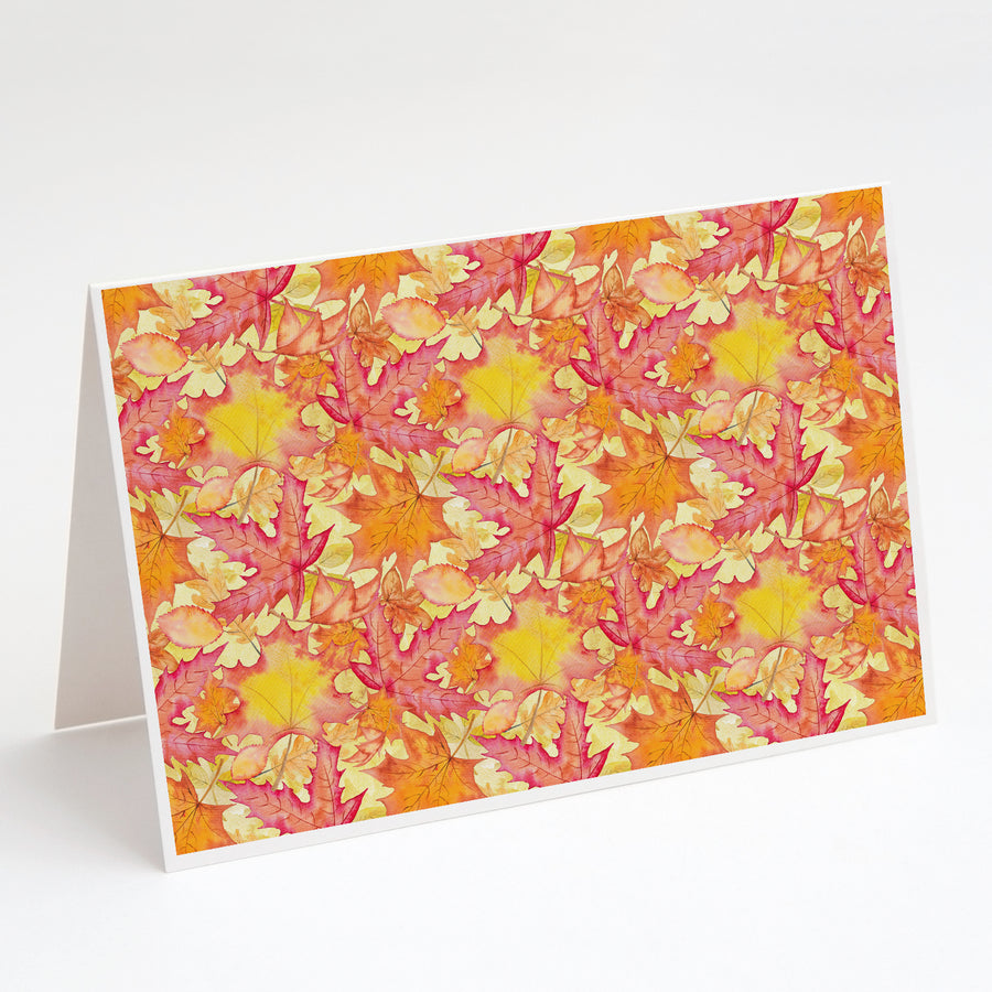 Fall Leaves Watercolor Red Greeting Cards and Envelopes Pack of 8 Image 1