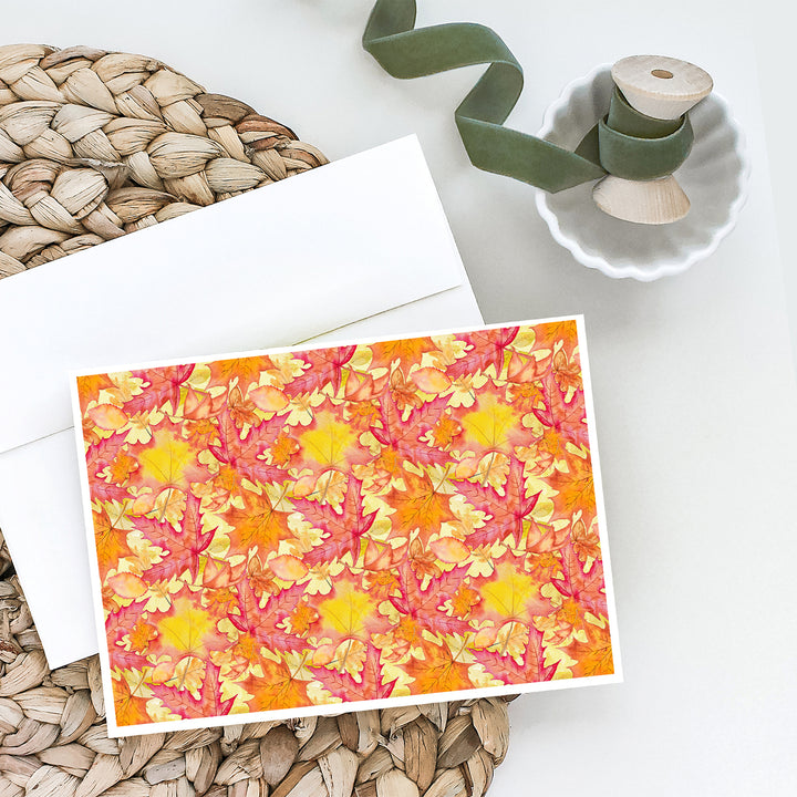 Fall Leaves Watercolor Red Greeting Cards and Envelopes Pack of 8 Image 2