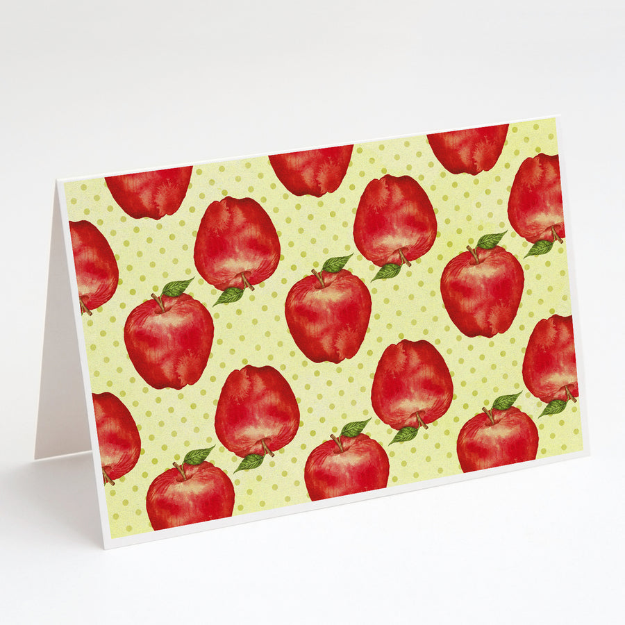 Watercolor Apples and Polkadots Greeting Cards and Envelopes Pack of 8 Image 1